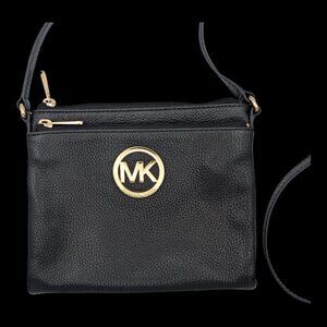 Michael Kors Black Leather Fulton Crossbody Bag